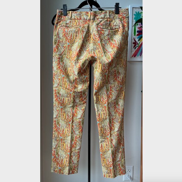 Anthropologie Cartonnier - Orange Paisley Cropped Slim Pants - Size 6 - Picture 6 of 8